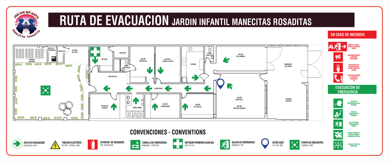 Plano Oficial Ruta de Evacuación Jardín Infantil Manecitas Rosaditas